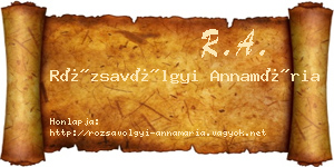 Rózsavölgyi Annamária névjegykártya